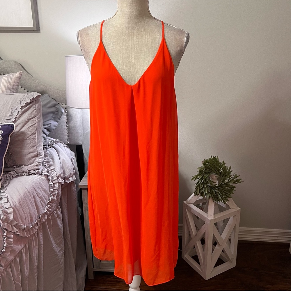 NWT Gianni Bini Sarah Dress in Bright Mandarin Halter Adj. Straps Size Small